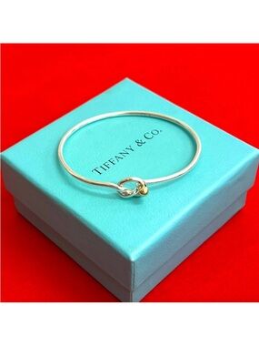Tiffany & Co. Love Knot Hook and Eye Bangle/ Bracelet Silver and Yellow Gold